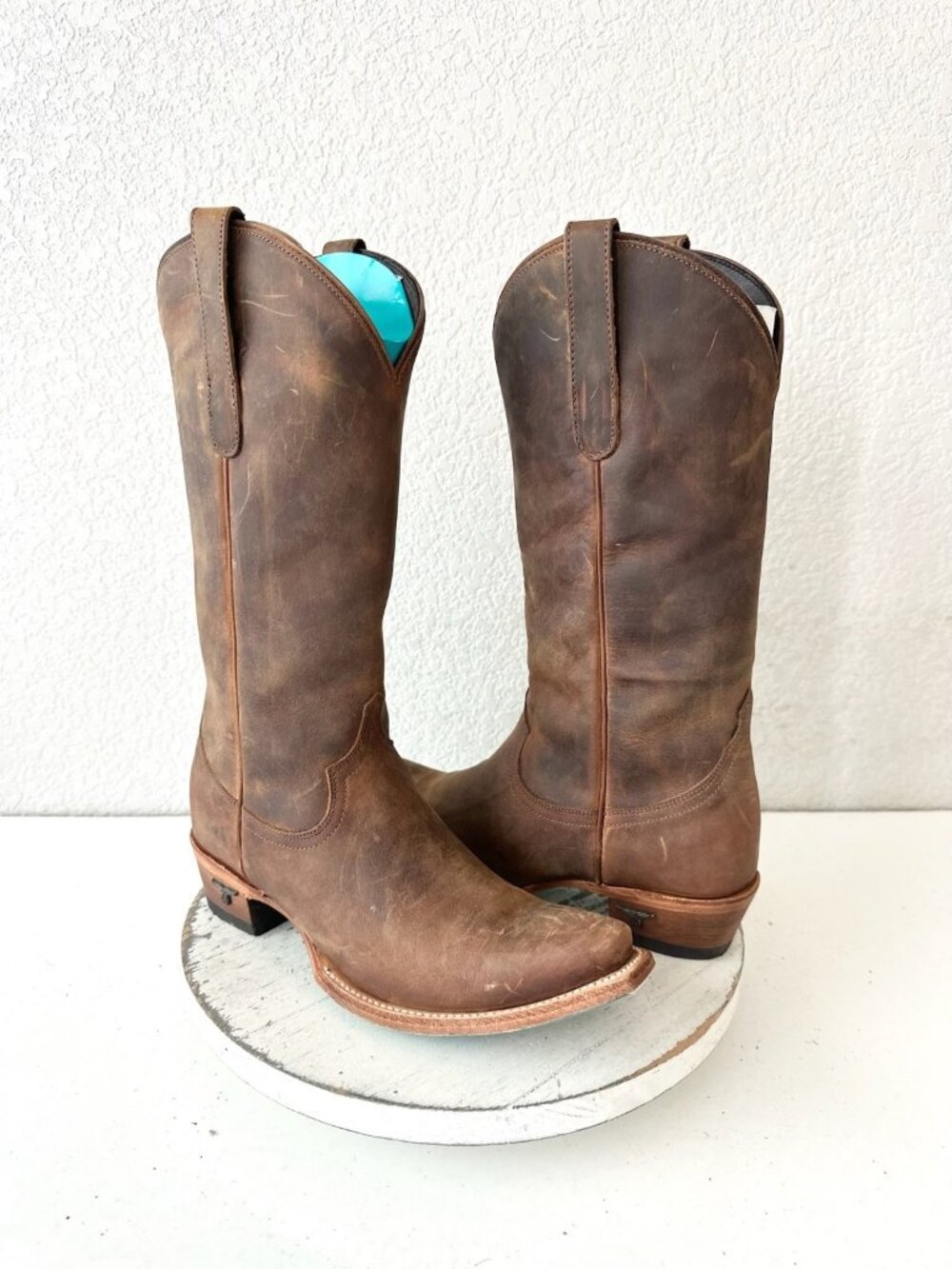 Lane EMMA JANE Brown Cowboy Boots Western Cowgirl Mid Calf Tall Snip Toe 8.5